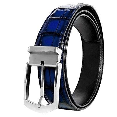 Stylish Alligator Leather Belts Patina Alligator Leather Belts - Blue