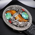 Alligator Belts with Native American Silver Belt Buckle - Buckle